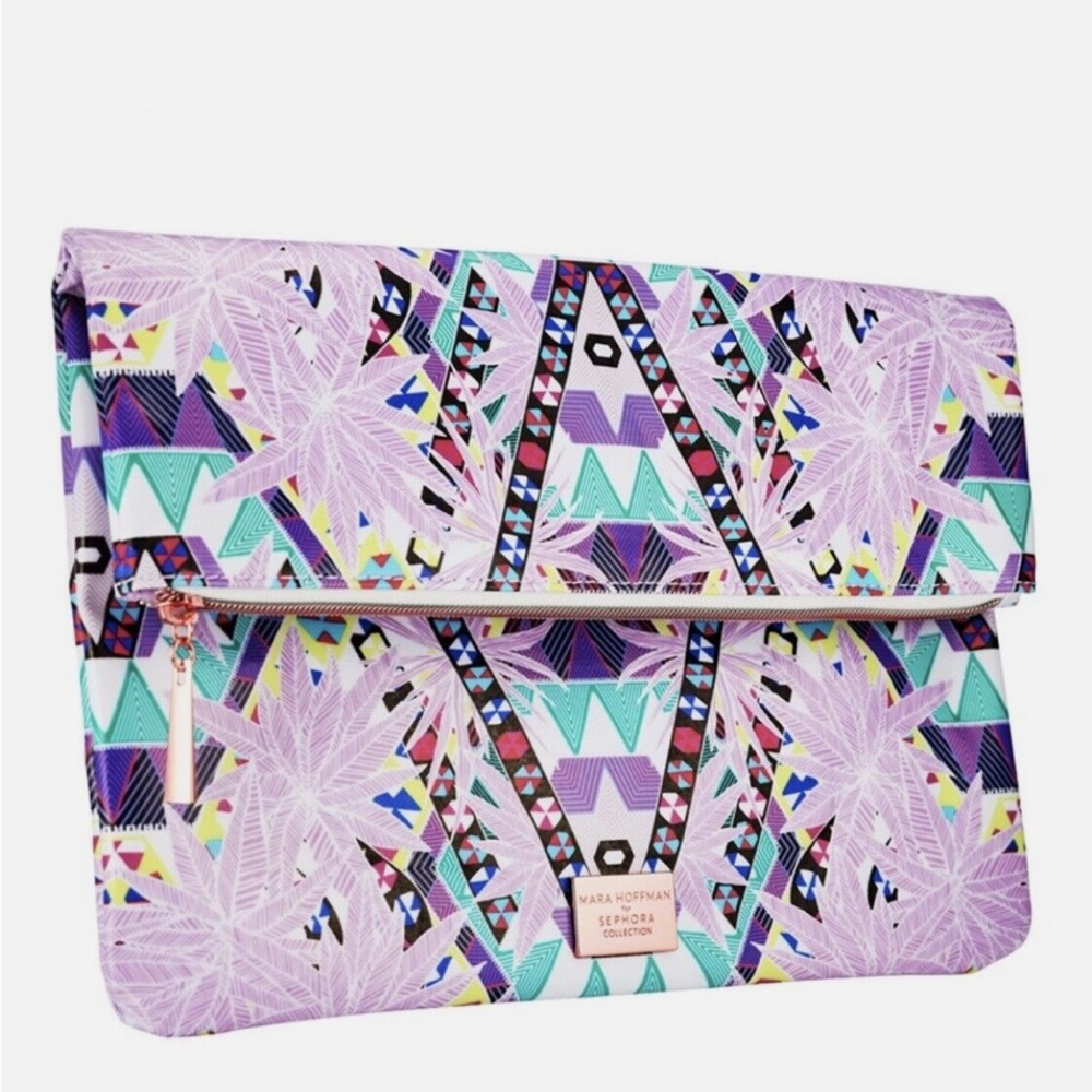 NWOT Mara Hoffman For Sephora Collection Zippered Multicolored Foldover Bag! - Picture 1 of 13